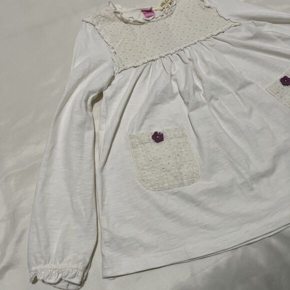 Matilda Jane Ivory Cottagecore Crochet Lace Dress 10 Button Pink Stripe Boho - Picture 6 of 14